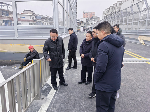 1月20日，汪凯书记到跨铁路桥项目进行调研，洪董、张总陪同。.jpg